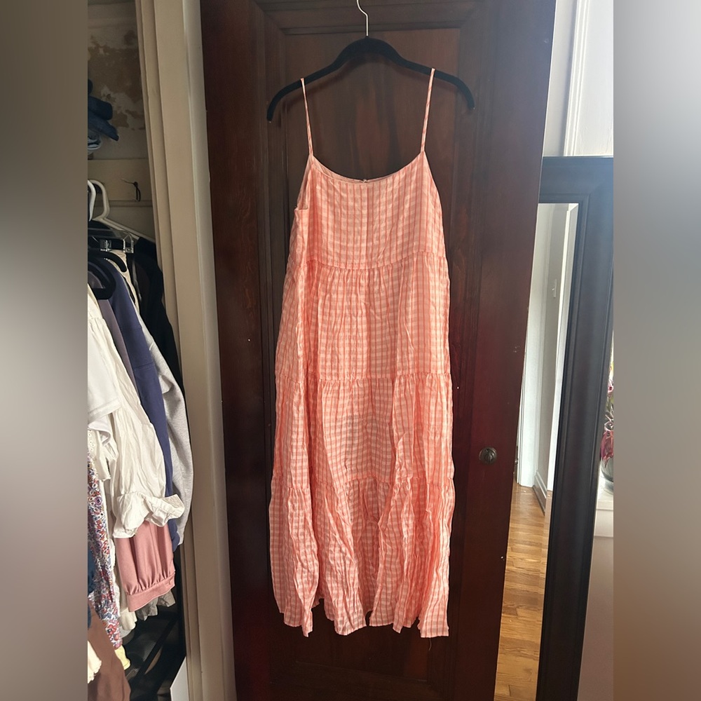 Pink Gingham Maxi Dress